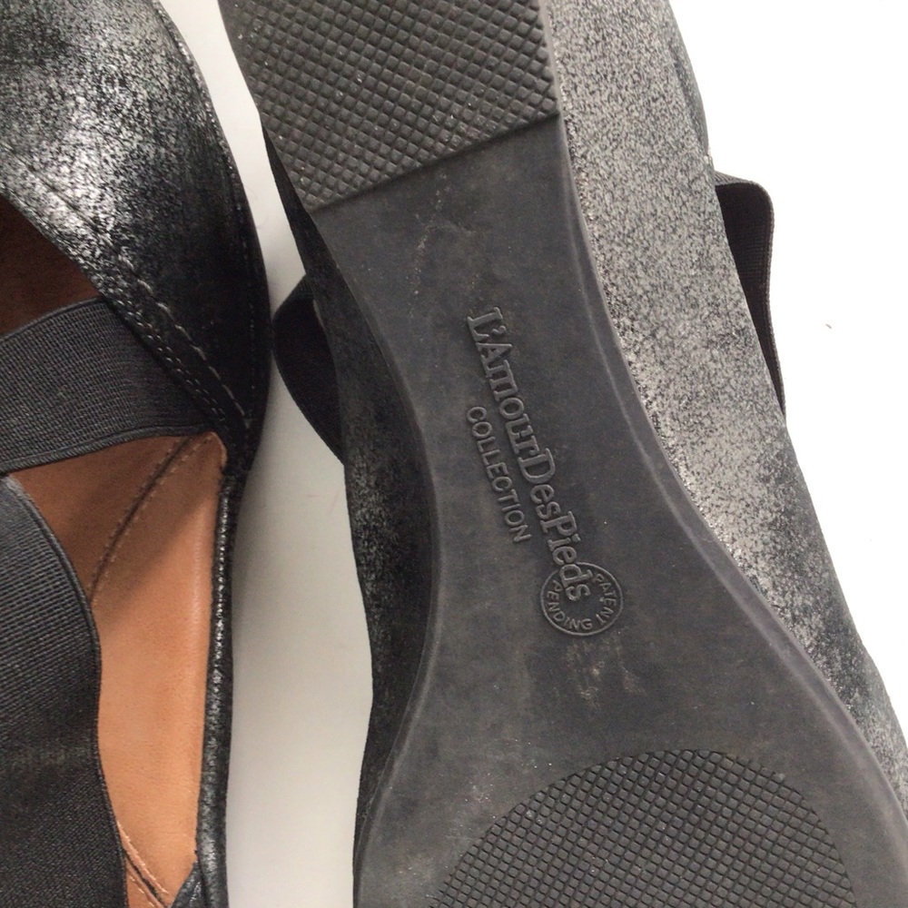 L'Amour Des Pieds Bane Demi Criss Cross Strap Leather Wedges Size 7 - Picture 13 of 14